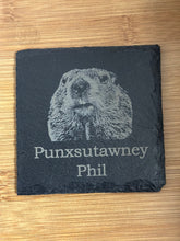 Load image into Gallery viewer, Punxsutawney Phil Engraved Slate Coasters
