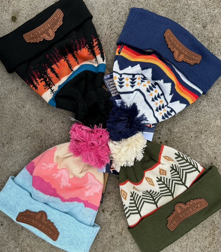 Gobbler’s Knob Leather Patch Beanies – Assorted Designs