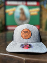 Load image into Gallery viewer, Gobbler’s Knob Leather Patch Heather Grey Trucker Hat