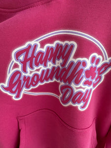 Neon Pink Happy Groundhog Day Youth Hoodie