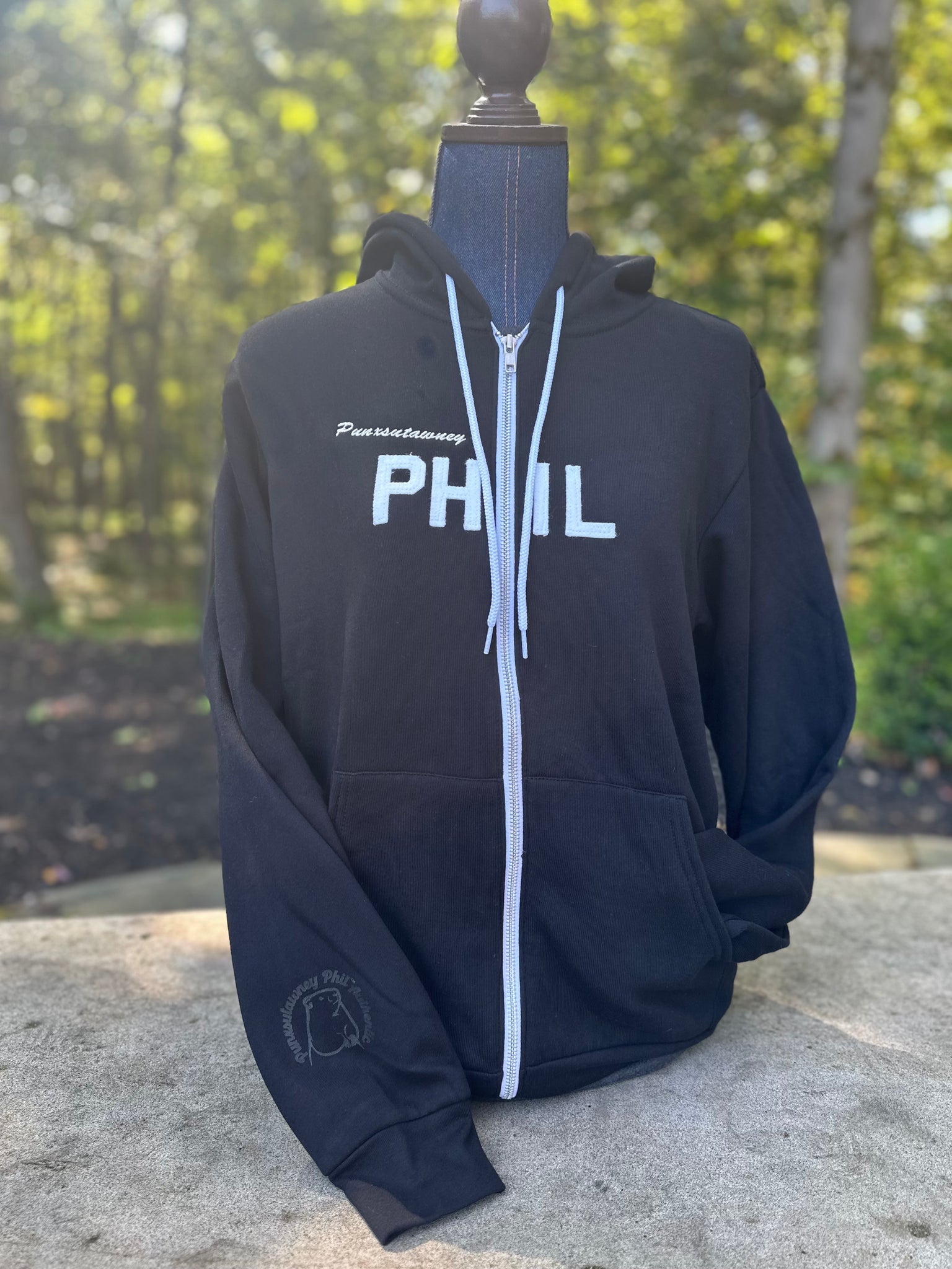 Punxsutawney Phil Felt Letter Zip-up Hoodie β Punxsutawney Groundhog Club