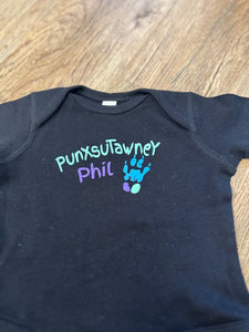 Black Punxsutawney Phil Paw Paint Onesie