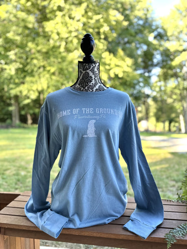 Long Sleeve Blue Home of Groundhog Shirt
