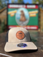 Load image into Gallery viewer, Gobbler&#39;s Knob Leather Patch Khaki and Black Trucker Hat