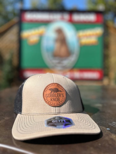 Gobbler's Knob Leather Patch Khaki and Black Trucker Hat