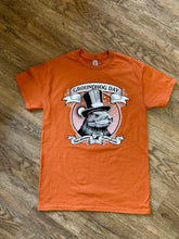 Load image into Gallery viewer, Orange Phil&#39;s Top Hat T shirt with White Imprint