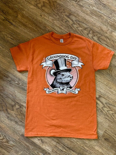 Orange Phil's Top Hat T shirt with White Imprint